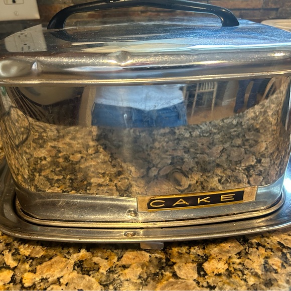 Vintage MCM Lincoln Beautyware Square Cake Cover Serving Carrier Pan chrome USA - Picture 3 of 13